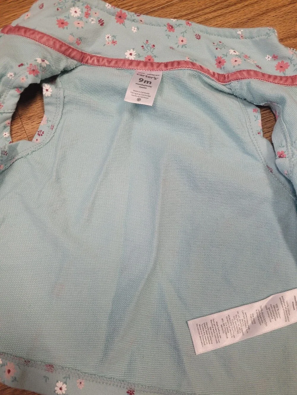 Carter's Infant Girl Vest Light Blue Pink Burgundy Floral 9 Months